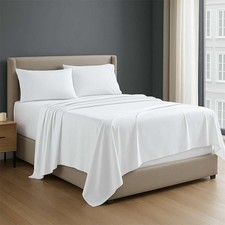 4 Piece Sheet Set Cotton Queen, 100 Egyptian Cotton, 400 Thread Count, 15 Inch