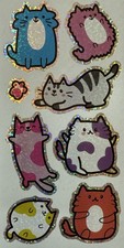 Prismatic CHUNKY CAT Stickers 1 8pcs Feline Fuzzy Paw Print Chubby Card Making