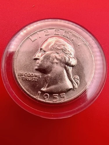 Brilliant Uncirculated Mint State 1955 D Silver Washington Quarter