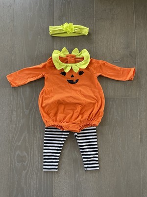 Katze & Jack Baby Halloween Kürbis Langarm Body mit Leggings und Haarband
