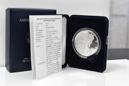 2000 P Silver American Eagle Proof 1 oz 999 Fine Silver w/Box & COA