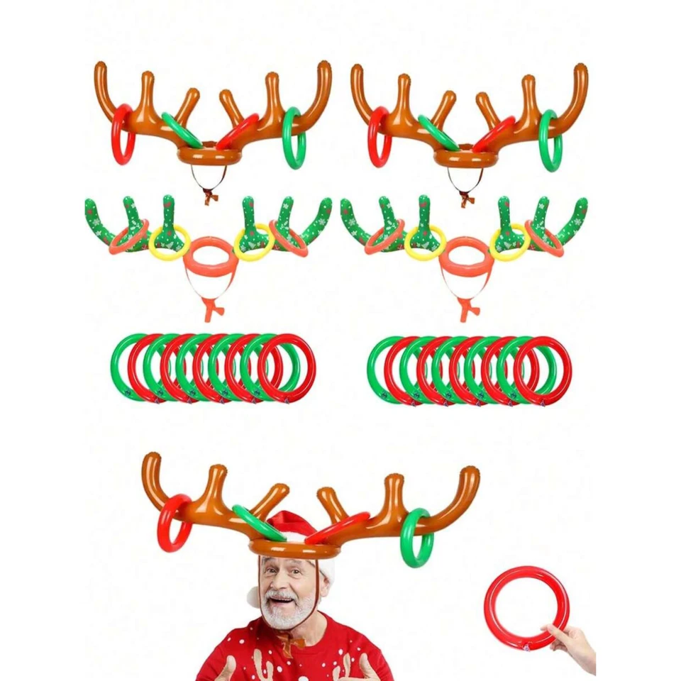 Inflable Cuerno de Reno Sombrero Anillo Lanzamiento Juego Navidad Fiesta Familiar Juego Juego de Juguetes Foto 3 de 4
