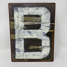 Metal rustic distressed letter “B” 9.5” x 7” brown