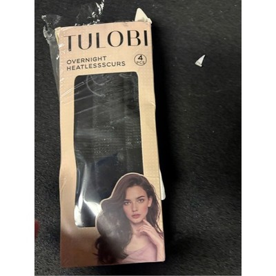 TULOBI Overnight Heatless Curlers Set Black 4pc Hair Curling Ribbon Kit