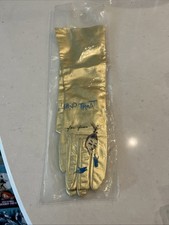 Hand treat stretch nylon dress Gold Metallic Gloves. Small