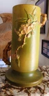 Roseville Green Apple Blossom Vase with Branch Handles 387-9”