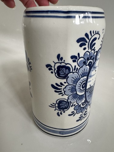 Delft Tankard Holland Blue White Design Pottery Hand Painted - Picture 3 of 17