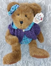 Boyds Heart To Heart Chloe Teddy Bear Brown Purple Blue Outfit Sweater 15" Plush