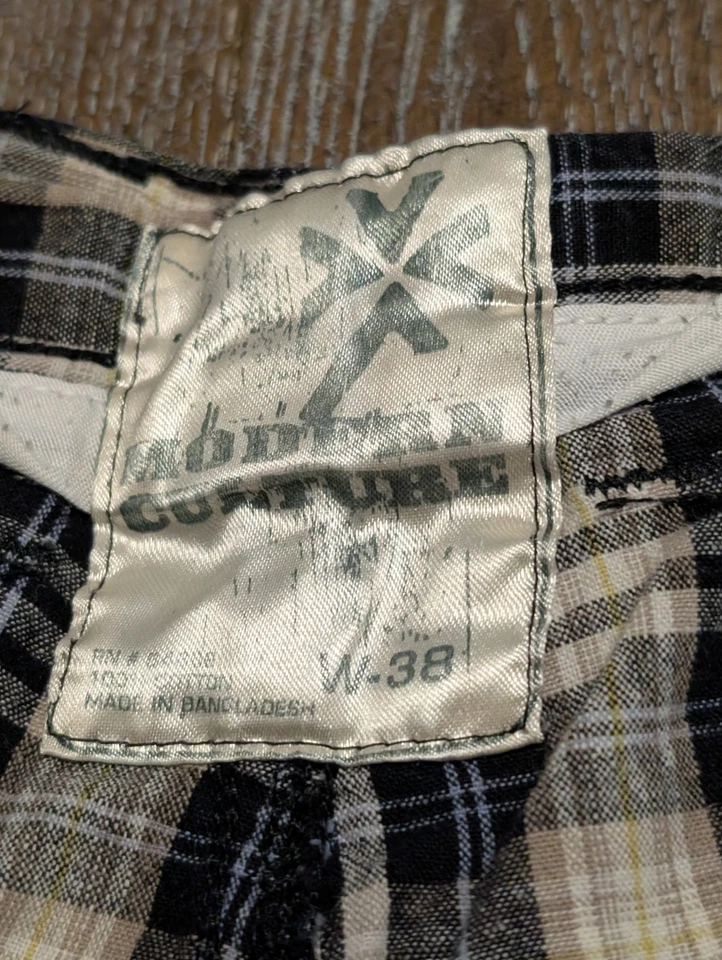 Pantalones Cortos Cultura Moderna a Cuadros Para Hombre 38 Negro Tostado Cuadros Informal Ropa de Calle Sueltos Foto 3 de 4