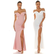 Side Open Off Shoulder Long Dress, 8183 new 