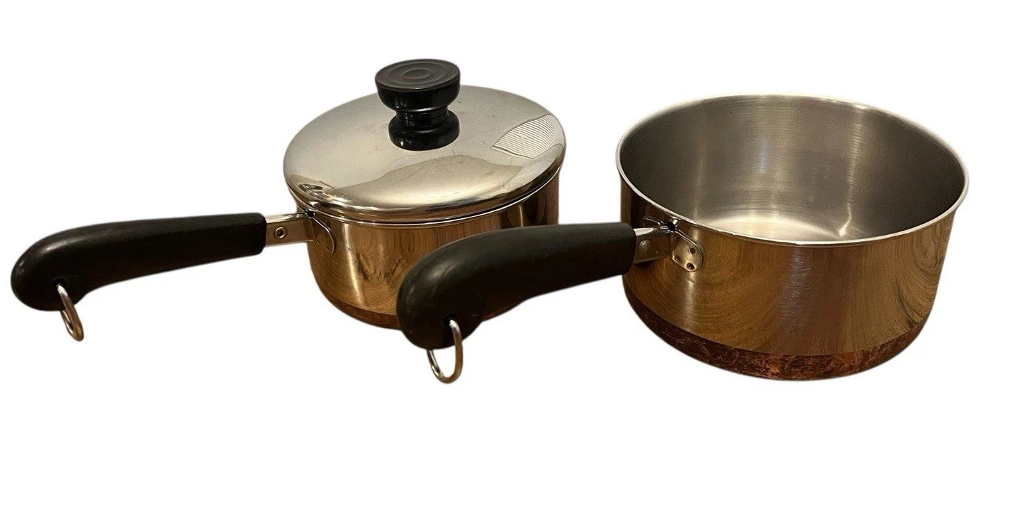 Vintage Revere Ware 1.5 Quart 1 1/2 Qt Sauce Pan Pot 1Qt W/ Lid Copper Clad USA
