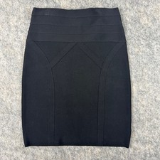 Bebe Black Mini Skirt Bandage Pencil Size Small Textured Stretch Bodycon