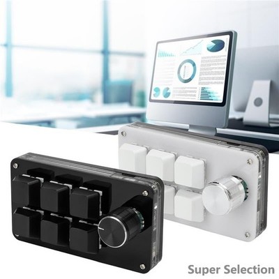 6-Key Programmable Mechanical Keypad With Control Knob For Gaming And Office
