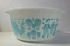 Vintage Pyrex 473 Turquoise Butterprint Amish 1 Qt Casserole Dish No Lid