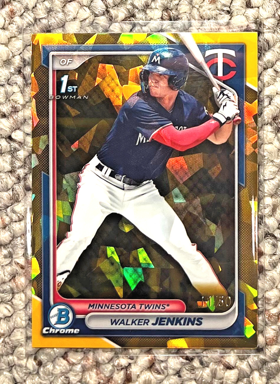 WALKER JENKINS - 2024 Bowman Chrome Prospects 1st - Twins - GOLD SAPPHIRE /50