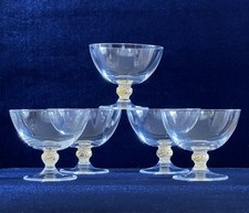 Set 5 bicchieri da champagne/dessert Murano Cristallo Swirl fiocco oro soffiato a mano