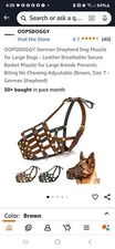 OOPSDOGGY German Shepherd Dog Muzzle For Large Dogs-Leather Breathable, Secure B