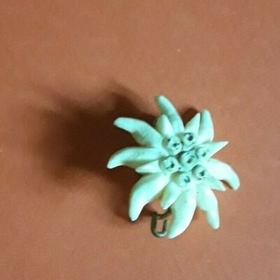 Broche Édelweiss Vintage - Environ 2.5 Cm - Composition Naturelle (os, Nacre) - Occasion
