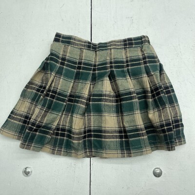 Toddler Girls Green Plaid Pleated Skirt Size 100 3-4T