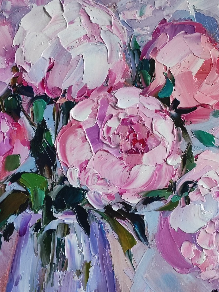original oil painting Red Rose impasto flowers artwork
