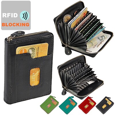 Kreditkartenetui Leder Geldbörse Mit RFID Schutz Reißverschluss Geldbeutel Börse