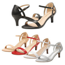 Women Low Stilettos Sandal Wedding Dress Ankle Strap Open Toe Heel Sandals