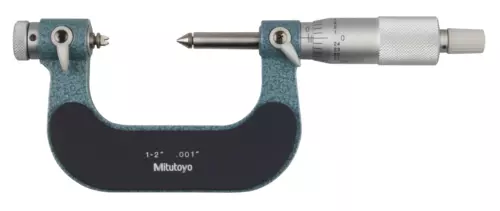 Mitutoyo 126-902 Screw Thread Micrometer, Interchangeable Anvil-Spindle Tip 1-2"