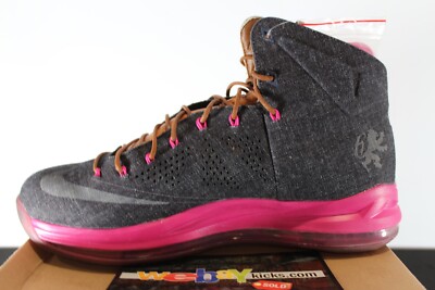 Nike Air Lebron X 10 EXT Denim Blue Pink Sneakers Men's Size 11.5