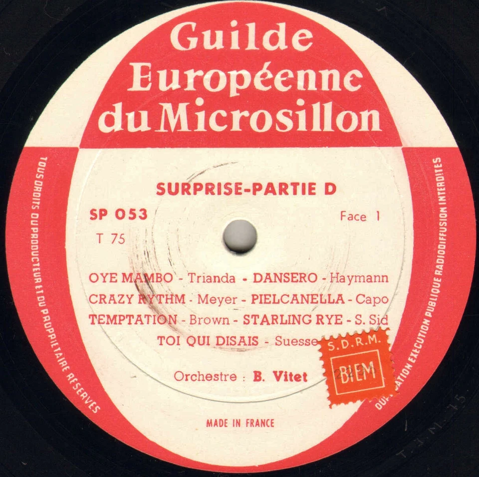 BERNARD VITET "SURPRISE-PARTIE D" BE BOP LATIN JAZZ LP 1957 GEM 53 - Photo 3/3