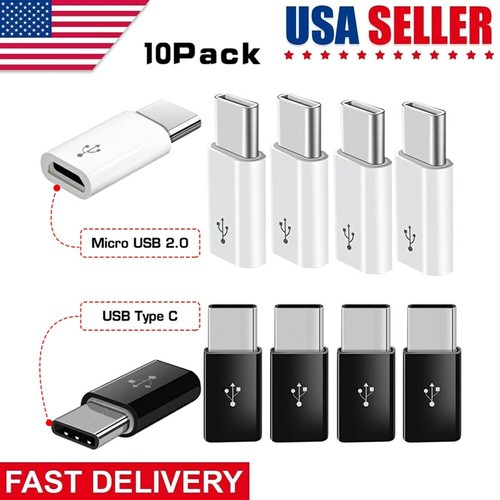 10 Pack Micro USB to Type C Adapter Converter Micro-B to USB-C Connector USA - Afbeelding 1 van 12