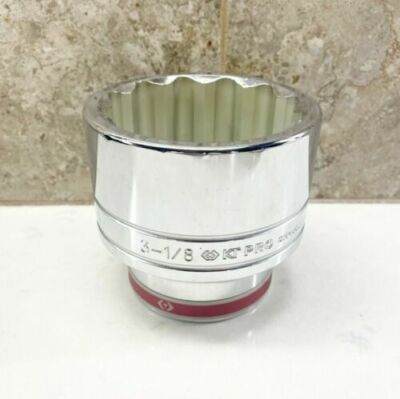 KT PRO 1'' Drive 12-Point 3-1/8 inch Standard Length Socket Chrome Vanadium Steel