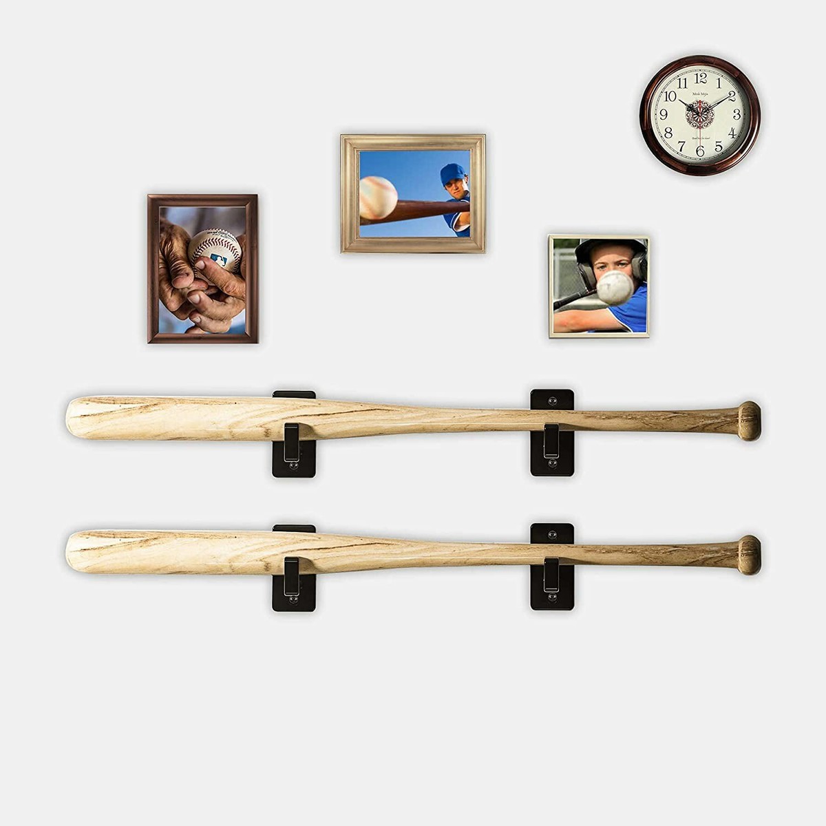 Horizontal Bat Rack Baseball Bat Wall Mount Horizontal Wall Bat Hangers Hikeen 2-Pack ...