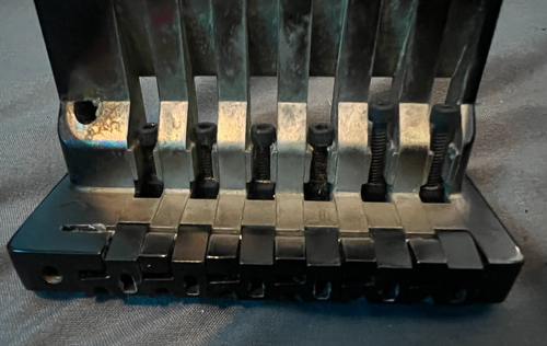 Ponte tremolo chitarra Kahler 2520 Fulcrum anni 80 nero con braccio MADE IN USA - Foto 4 di 6