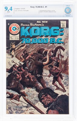KORG 70,000 B.C. #1 CHARLTON COMICS 1975 CBCS 9.4 NM HANNA-BARBERA TV SERIES cgc