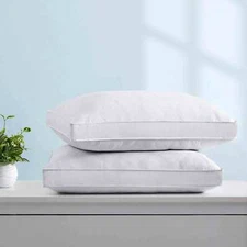 Peace Nest Quilted Gusseted Feather Pillows Set of 2 Bed Pillow Cotton Cover