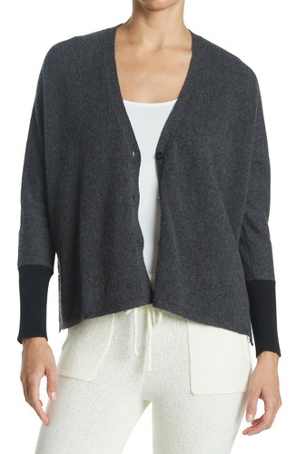 NWT Kinross Cashmere Contrast Trim 