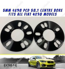 Fits Fiat Wheel Spacers 5mm Punto Tipo Uno Black Alloy Hub Centric 4x98 58.1 x 2