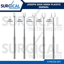 5 Joseph Skin Hook Set Double Sharp Prongs Retractor Plastic Dermal Instruments