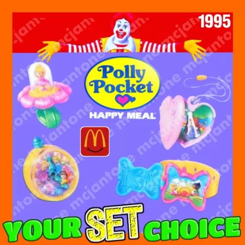 SET 4 McDonald's 1995 POLLY POCKET Tiny Doll Jewelry BLUEBIRD Locket YOUR CHOICE