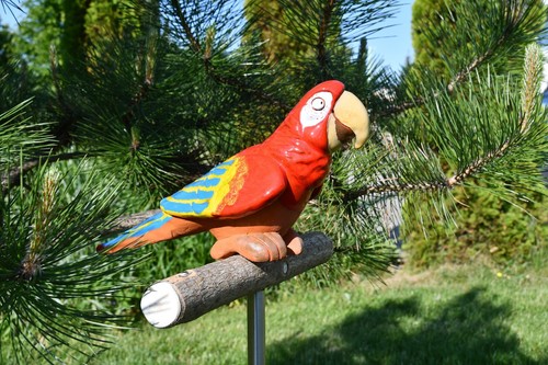 Keramik Gartenstecker Dekoration Statue Papagei Vogel H15cm Midene Handgefertigt - Bild 6 von 13
