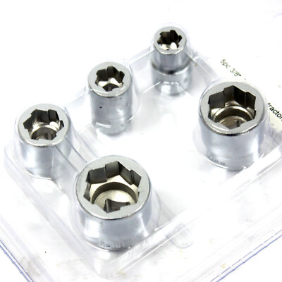 5pcs Impact Bolt Extractor Stud Nut Twist Socket Removal Set 8 10 13 17 19mm