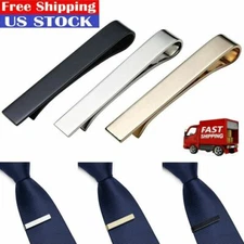 Mens Stainless Steel Tie Clip Necktie Bar Clasp Clamp Pin Gold Black Silver USA