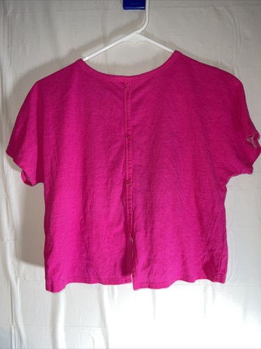 Total Girl “It Girl” Bedazzled Woman’s Size L (14) Pink/Black Back Button Shirt - Picture 5 of 7