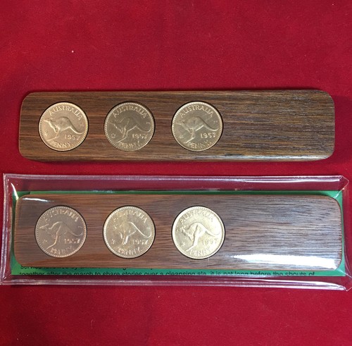 90 Aniversario Madera Dura Dos-Up Juego Regalo Boda 1935 Centavo Australiano - Imagen 66 de 146