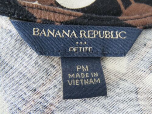 Vestido Banana Republic Talla PM Negro Marrón Tejido Estampado Mod Mangas Cortas Vaina - Imagen 2 de 12