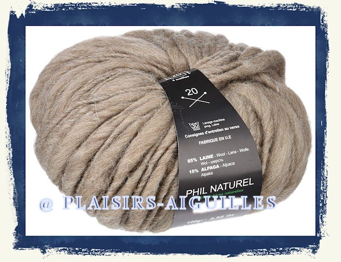Laine Phil Naturel taupe fil de tricotage en lot de 6 pelotes neuves