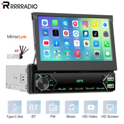 7'' 1DIN Flip Autoradio Touchscreen Bildschirm Bluetooth USB Type-C FM MP5 Player