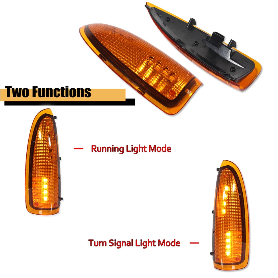 Lámparas de luz de señal LED de espejo lateral con lente ámbar para 03-07 Ford F250 F350 SuperDuty Foto 2 de 4
