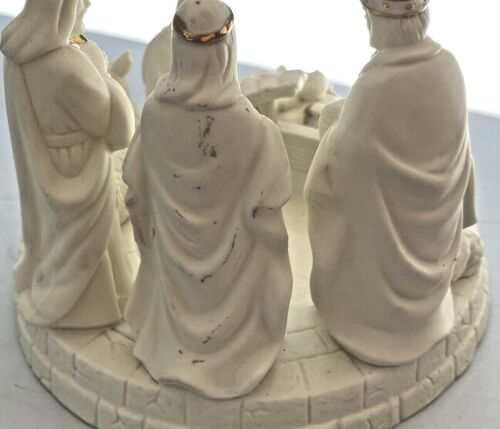 "Portacandele Presepe di Natale Vintage Ceramica Ceramica Bambino Gesù 7" - Foto 7 di 11