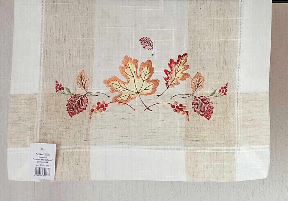Tischläufer, Stickerei Herbstlaub, Leinenoptik, verschied.Größen Firma Raebel - Bild 3 von 4